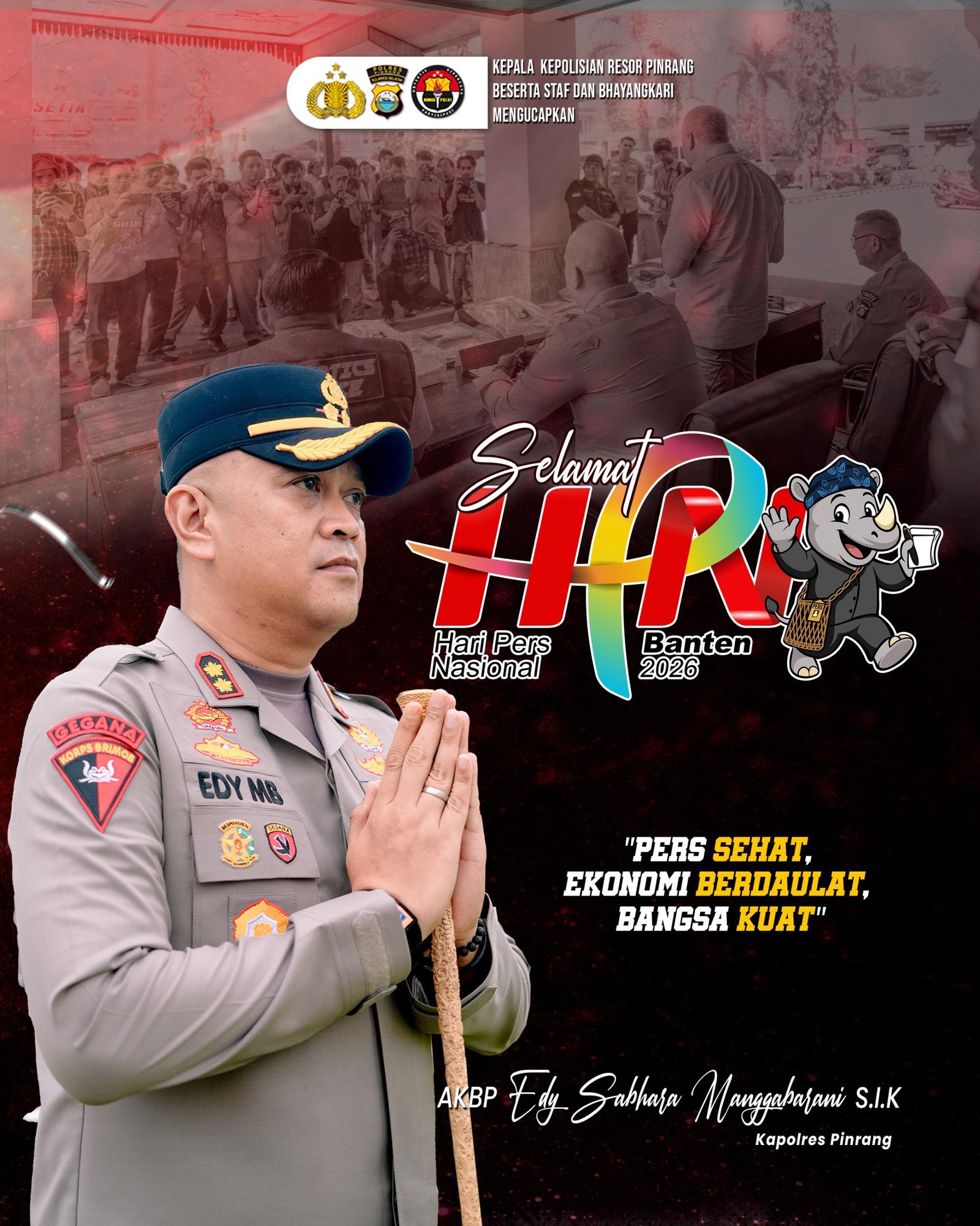 ‎Kapolres Pinrang Ucapkan Selamat Hari Pers Nasional ke-80
