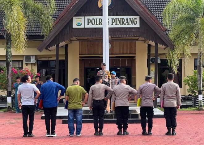 Di awal bulan suci Ramadan, apel pagi Dilaksankan depan Polres Pinrang