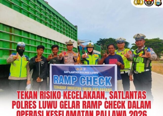 Tekan Risiko Kecelakaan, Satlantas Polres Luwu Gelar Ramp Check dalam Operasi Keselamatan Pallawa 2026