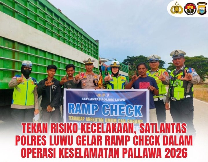 Tekan Risiko Kecelakaan, Satlantas Polres Luwu Gelar Ramp Check dalam Operasi Keselamatan Pallawa 2026