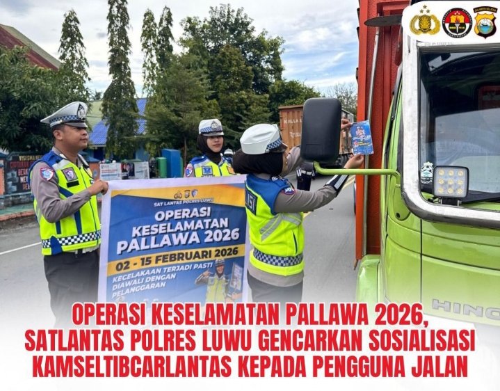 Operasi Keselamatan Pallawa 2026, Satlantas Polres Luwu Gencarkan Sosialisasi Kamseltibcarlantas kepada Pengguna Jalan