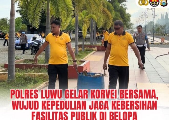 Polres Luwu Gelar Korvei Bersama, Wujud Kepedulian Jaga Kebersihan Fasilitas Publik di Belopa