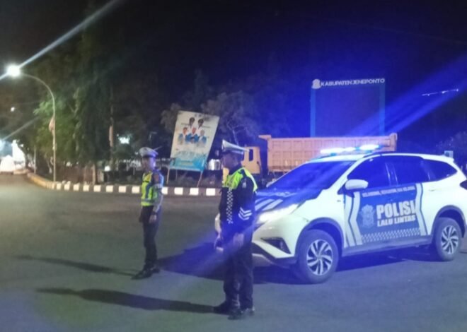 Satlantas Polres Jeneponto Intensifkan Patroli Malam, Fokus Kamseltibcar Lantas