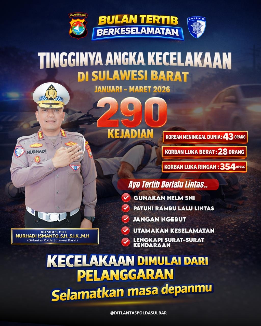 Dirlantas Polda Sulbar Gaungkan “Bulan Tertib Berkeselamatan”, Tekan Angka Kecelakaan