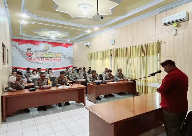 Bangun Karakter Humanis Anggota, Polres Tana Toraja Laksanakan Pembinaan Rohani dan Mental