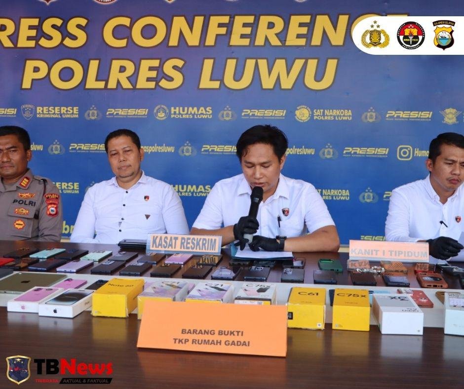 Satreskrim Polres Luwu Ungkap Kasus Curat di Empat TKP, Puluhan Barang Bukti Diamankan