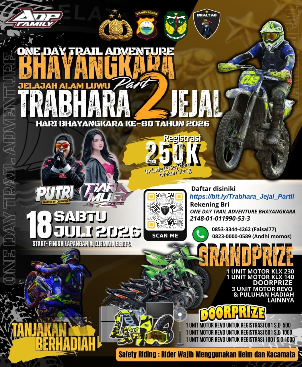Polres Luwu Kembali Hadirkan “Trabhara Jejal Part 2”, Siap Ramaikan Hari Bhayangkara ke-80 dengan Ribuan Rider
