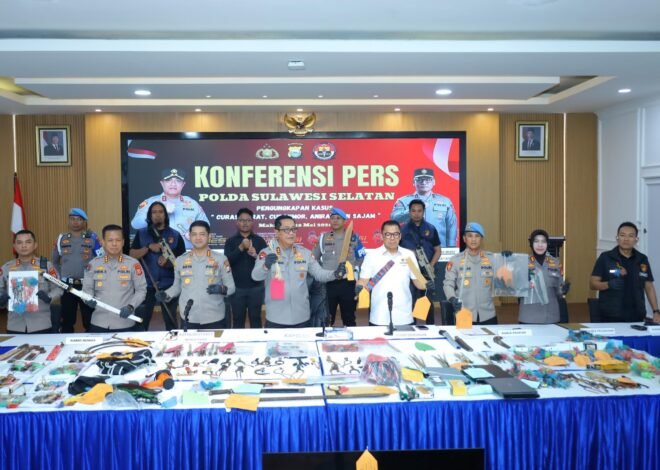 Kapolda Sulsel Pimpin Konferensi Pers, Ratusan Pelaku Kejahatan Jalanan Berhasil Diungkap
