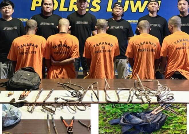 Resmob Polres Luwu Bongkar Sindikat Pencurian Kabel Tower PLN, Lima Pelaku Diamankan