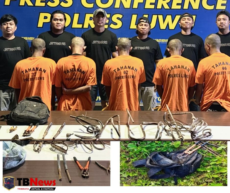 Resmob Polres Luwu Bongkar Sindikat Pencurian Kabel Tower PLN, Lima Pelaku Diamankan