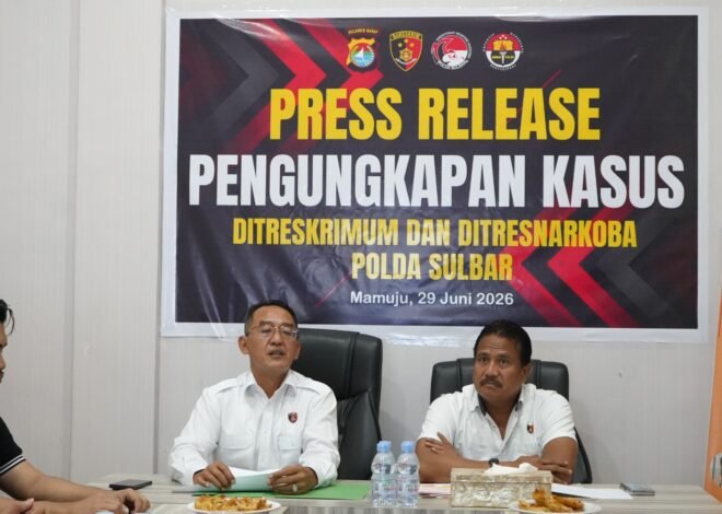 Ditreskrimum Polda Sulbar Gelar Konferensi Pers, Paparkan Pengungkapan Kasus Menonjol Periode Januari–Juni 2026