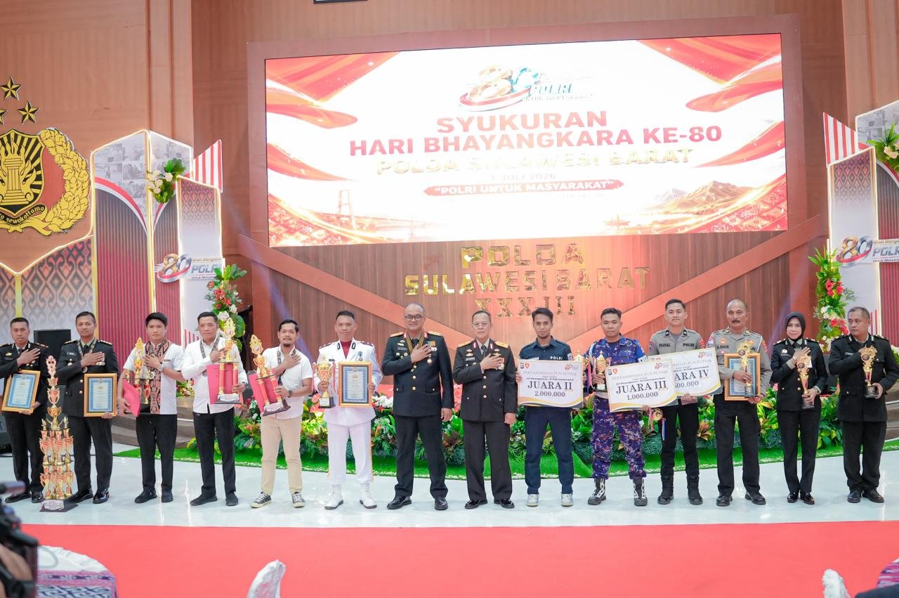 Luapan Kebahagiaan dan Kebersamaan Warnai Syukuran HUT Bhayangkara ke‑80 Polda Sulbar