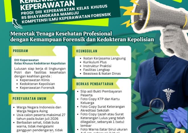 Kolaborasi Biddokkes dan Kemenkes Buka Prodi D‑III Keperawatan Kelas Khusus RS Bhayangkara, Cetak Tenaga Ahli Keperawatan Forensik & Kedokteran Kepolisian, Ayo Daftar