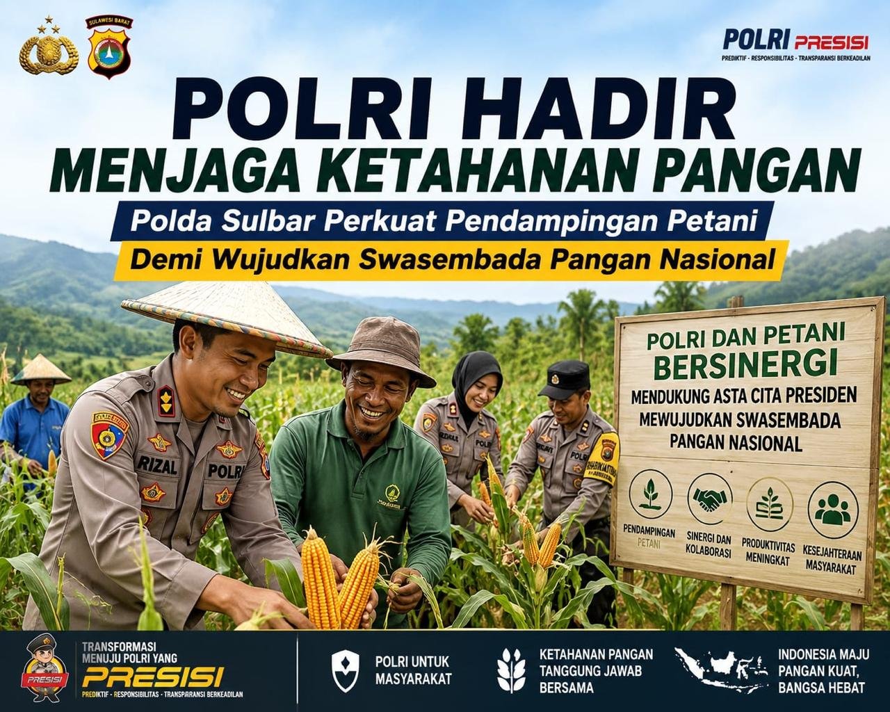 Polri Hadir Menjaga Ketahanan Pangan, Polda Sulbar Perkuat Pendampingan Petani Demi Wujudkan Swasembada Pangan Nasional