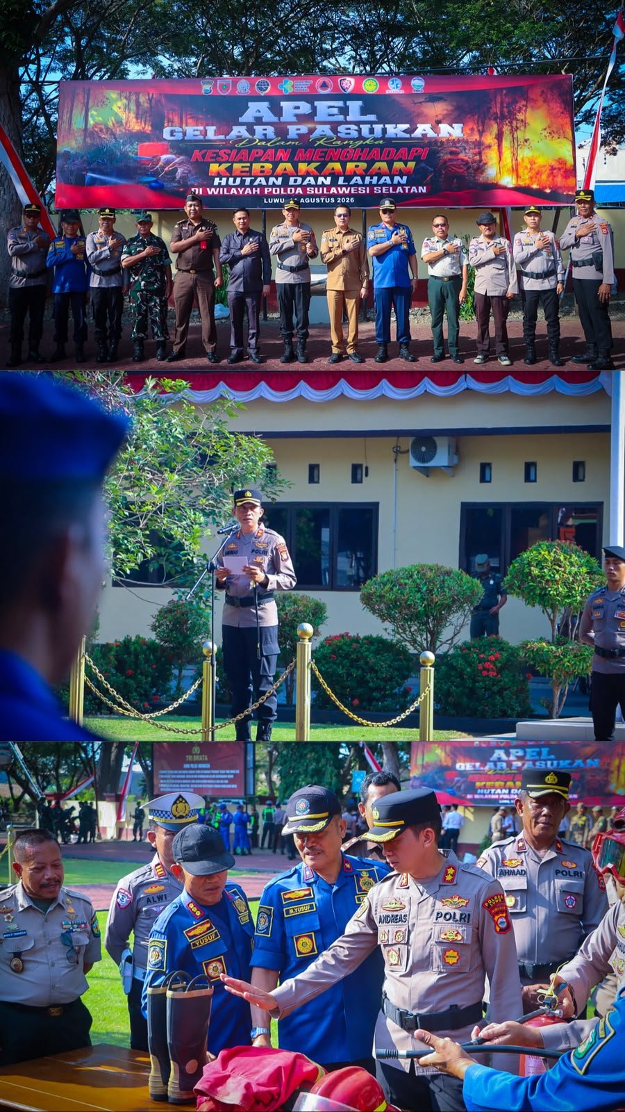 Hadapi Ancaman Karhutla, Kapolres Luwu Pimpin Apel Gelar Pasukan dan Cek Kesiapan Peralatan SAR
