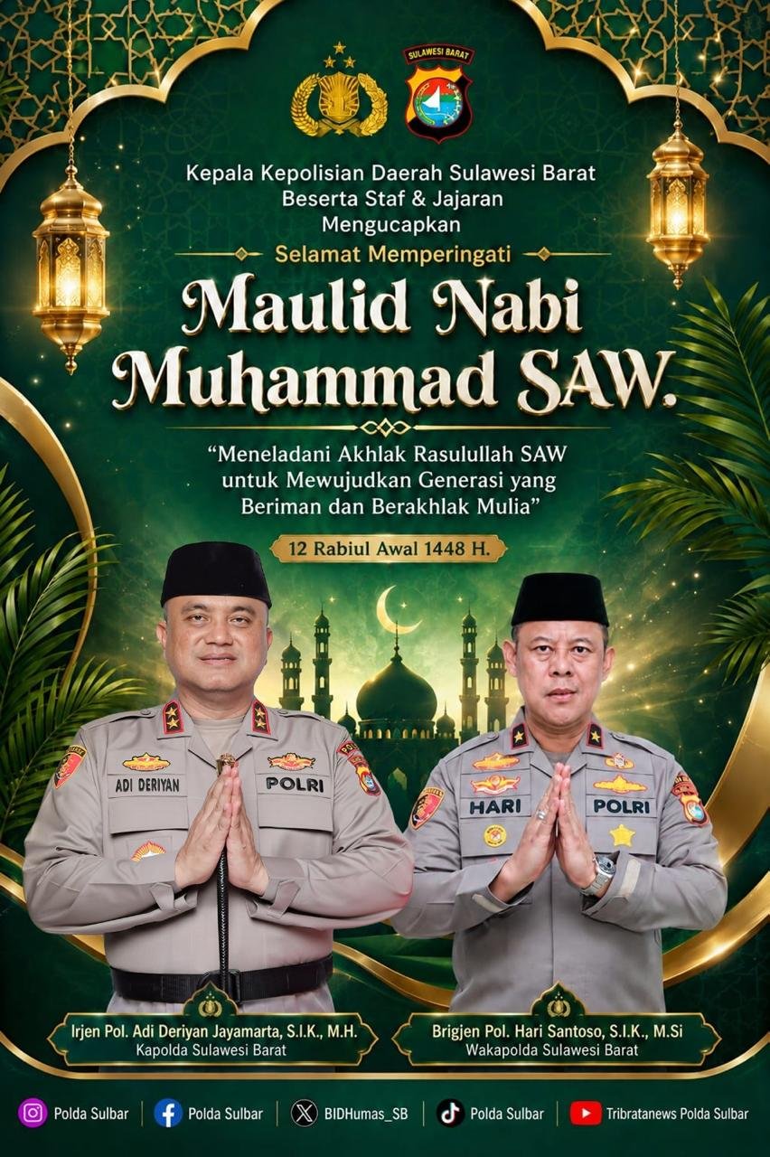Momen Maulid Nabi, Kapolda Sulbar Ajak Generasi Penerus Wujudkan Kamtibmas Berlandaskan Teladan Rasulullah