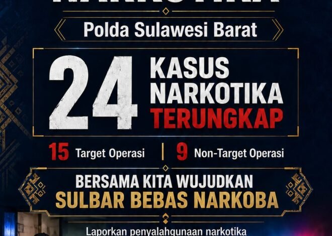 Polda Sulbar Intensifkan Operasi Antik Marano 2026, 24 Kasus Narkotika Terungkap